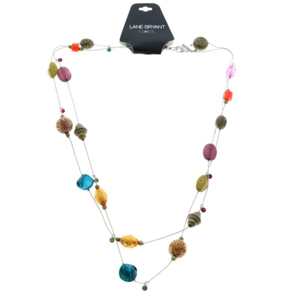 Lane Bryant long necklace with multi-colored beads - Picture 3 of 3
